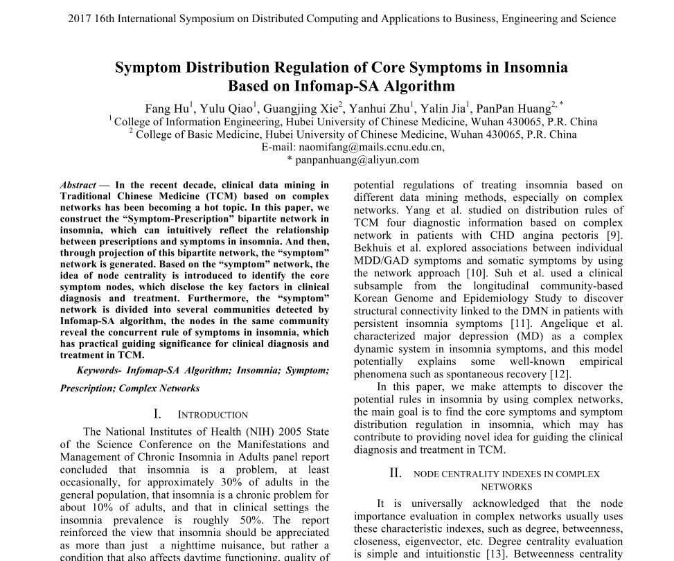 Symptom Distribution Regulation of Core Symptoms in Insomnia based on Infomap-SA Algorithm